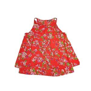 Alice Collection Blouse Red Floral Sleeveless Zip Back Women's Medium